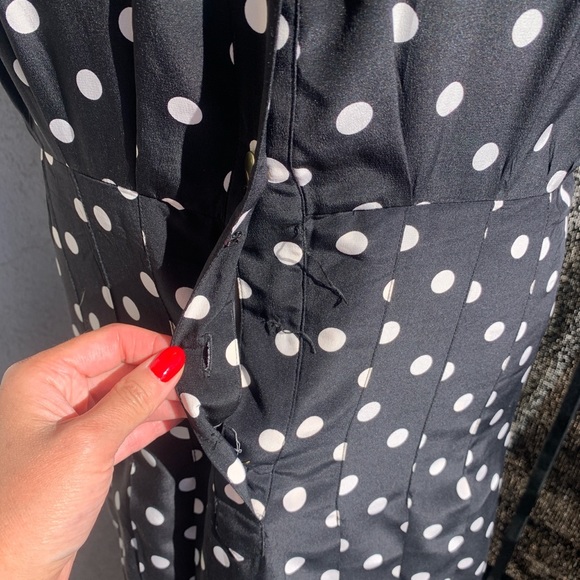 Vintage Richard warren polka dot silk midi dress 8 - Picture 2 of 4